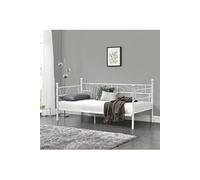 Divan en Acier Canapé Lit Simple en Métal 209 x 96,5 x 100 cm Blanc