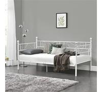 Divan en Acier Canapé Lit Simple en Métal 209 x 96,5 x 100 cm Blanc [en.casa]