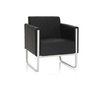 hjh OFFICE Fauteuil Lounge 1 Place Aruba Step Similicuir Canapé rembourré Moderne avec Structure métallique, 78 x 67 x 71 cm, Noir
