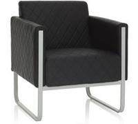 hjh OFFICE Fauteuil Lounge 1 Place Aruba Step Similicuir Canapé rembourré Moderne avec Structure métallique, 78 x 67 x 71 cm, Noir