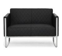 hjh Office Canapé Lounge 2 Places Aruba Step Similicuir Canapé rembourré Moderne avec Structure métallique, 111 x 78 x 71 cm, Noir