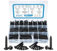 DIVANC Assortiment de 560 vis autotaraudeuses en acier inoxydable 304 plaqué zinc M3/M4/M5/M6 à tête plate et à tête ronde - Assortiment de vis à bois Phillips Drive (noir)
