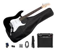 Divarte Pack Guitare Électrique ST 4/4 Black + Ampli guitare GA-20 20W, Housse, Sangle, Accordeur, Médiators, Câble, Cordes - Kit Débutant Adulte et Adolescent Rock, Pop, Blues