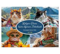 Divas de chats lors d'une séance photo alpine, mode chat extravagante (calendrier mural 2026 DIN A4 paysage) calendrier mensuel CALVENDO