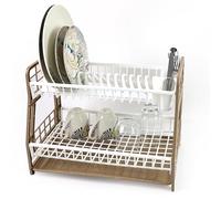 DIVCHI Égouttoir à vaisselle à 2 niveaux en plastique de grande capacité, porte-ustensiles, planche d'égouttement - Comptoir de cuisine, organisateur au-dessus de l'évier pour assiettes, bols, tasses