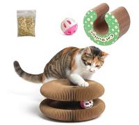 DIVCHI Griffoir Magique en accordéon pour Chat avec Boule roulante en nid d'abeille ondulé Flexible et Piste Ronde pour Chat et Herbe à Chat d'intérieur pour Chaton et Chat Adulte
