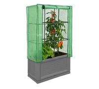 DIVCHI Jardinière surélevée d'extérieur avec housse en polyéthylène et treillis | Grand lit de jardin en plastique pour légumes, herbes, plantes grimpantes | Bac de culture toutes saisons | Jardinière