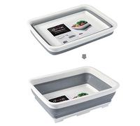 Divchi - Lavabo pliable pliable - Rétractable - Portable - Épaissir - Pour Voyage - En mousse - Pour Voyage - Pour Voiture - Lavabo - Gris/Blanc