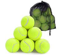 DIVCHI Lot de 12 balles de tennis avec sac en maille, robuste et durable, idéal pour les leçons, l'entraînement, les machines à lancer et jouer avec des animaux domestiques