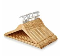 DIVCHI Lot de 20 cintres en Bois Naturel - Fabriqués en Bois Naturel avec Barre pour Pantalon antidérapante et cintres pour Veste - Finition Lisse et épaules Robustes pour Plus de commodité.