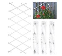 DIVCHI Lot de 3 treillis muraux extensibles en bois pour plantes grimpantes, décoration et cloisonnement (180 cm x 60 cm) (blanc)