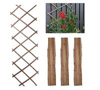 DIVCHI Lot de 3 treillis muraux extensibles en bois pour plantes grimpantes, décoration et séparation des plantes (180 cm x 30 cm) (bois naturel)