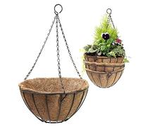 DIVCHI Lot de 4 paniers Suspendus avec Doublure en Coco et chaîne pour intérieur ou extérieur, Jardin, Porche et terrasse (30 cm)