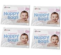 DIVCHI Lot de 4 paquets de 200 sacs à couches jetables pour bébé - Antibactérien - Parfumé - Faciles à nouer - Pour voyage