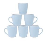 DIVCHI Lot de 6 tasses à café - Vert - 360 ml - Lot de 6 tasses colorées en céramique brillante avec poignée pour latte, cappuccino, chocolat chaud, thé et lait (bleu)