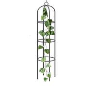 DIVCHI Obélisque de jardin en acier - Cylindrique - Résistant aux intempéries - 1,9 m - Noir - Plante grimpante non incluse