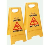 DIVCHI Panneau d'avertissement « Wet Floor » jaune - Panneau de sol « Cleaning in Progress » imprimé de l'autre côté - Mini panneau de sol humide, idéal pour une utilisation commerciale (lot de 2)