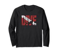 DIVE Diver Down Flag Great White Shark T-shirt vintage Manche Longue