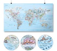 Dive Map by Awesome Maps - Carte du monde illustrée pour les amateurs de plongée - réinscriptible - 97,5 x 56 cm
