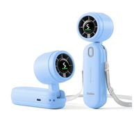 Diveblues iTurbo Ventilateur portable, vitesse élevée de 9 m/s, 5 vitesses, affichage LED, 3en1, portable, de cou et de table, mini ventilateur pour les voyages, la plage, le travail et l'extérieur