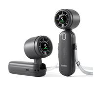 Diveblues iTurbo Ventilateur portable, vitesse élevée de 9 m/s, 5 vitesses, affichage LED, 3en1, portable, de cou et de table, mini ventilateur pour les voyages, la plage, le travail et l'extérieur