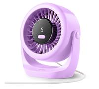 Diveblues Ventilateur USB de Table, Puissant Jusqu'à 6 m/s, Affichage LED, 5 Vitesses, Rotation 360°, Mini Ventilateur Silencieux, Portable pour Maison, Bureau, Extérieur, Cuisine, Camping