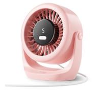 Diveblues Ventilateur USB de Table, Puissant Jusqu'à 6 m/s, Affichage LED, 5 Vitesses, Rotation 360°, Mini Ventilateur Silencieux, Portable pour Maison, Bureau, Extérieur, Cuisine, Camping