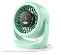 Diveblues Ventilateur USB de Table, Puissant Jusqu'à 6 m/s, Affichage LED, 5 Vitesses, Rotation 360°, Mini Ventilateur Silencieux, Portable pour Maison, Bureau, Extérieur, Cuisine, Camping
