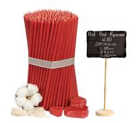 Diveevo rouge rubis 200 pcs cire d'abeille rouge bougies fines qualité église 185mm N80