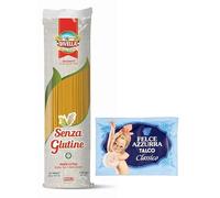 Divella Lot de 30 pâtes, sans gluten, spaghetti, avec farine de maïs et riz, senza glutine, nouilles sans gluten, 400 g, + 1 sachet de talc Felce Azzurra de 100 g