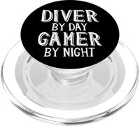 Diver by Day Gamer by Night Underwater Deep Sea Free Diving PopSockets PopGrip pour MagSafe