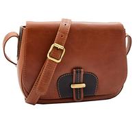 Divergent Retail DR355 Sac à bandoulière en cuir véritable pour femme Marron, châtaigne, Medium
