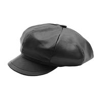 Divergent Retail DR399 Casquette en cuir véritable pour femme Noir, Noir , 7.625