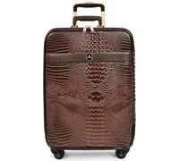 Divergent Retail Ensemble de 3 valises en Similicuir imprimé Crocodile | Petite | 4 roulettes multidirectionnelles | Cadenas à Combinaison | Parker Marron Acajou