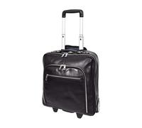 Divergent Retail Jarven Valise pilote en cuir véritable avec poignée télescopique et roulettes pour voyage d'affaires, Noir , L: 36 x H: 41 x W: 17, Chariot à roulettes