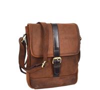 Divergent Retail Sac bandoulière messager en cuir suédé pour homme | Sac à rabat | Poches de rangement | Bandoulière ajustable | Fermetures en laiton vieilli | Drifter Cognac Crépuscule