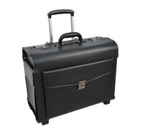 Divergent Retail Valise de pilote à 2 roulettes en simili cuir léger Noir