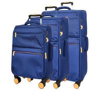 Divergent Retail Valise souple extensible avec serrure TSA, 8 roues rotatives, poches avant zippées, bleu cobalt, bleu, Full Set of 3 (S+M+L), Bagage extensible à coque souple