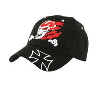 -divers-Casquette Biker Noir Tête de Mort et Croix de Malte - Noir