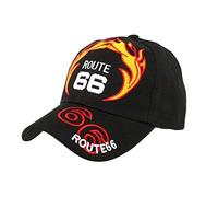 divers Casquette Biker Route 66 Noir et Rouge - Taille: Taille Unique - Couleur: Noir - Mixte