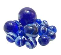 Divers Collection de Billes Bleues, 18 Billes en Verre : Billes, calots, Mini Billes et boulard