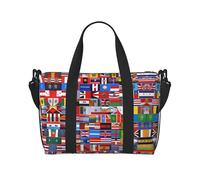 Divers drapeaux Sac à main pour femme Sac de voyage décontracté avec fermeture éclair Convient pour le travail, les voyages, le fitness, les voyages