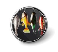 Divers types d'appâts de pêche Badge rond mignon en émail Épinglette Bouton Pin personnalisé Vêtements Décoration Unisexe Porte-badge Chapeaux Sacs Chemises Décor
