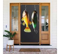 Divers types d'appâts de pêche - Couverture de porte - Décoration de porte d'entrée - Bannière à suspendre - Fond photo - Printemps été - Décoration saisonnière - Panneau pour intérieur ou extérieur