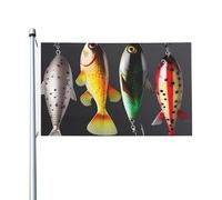 Divers types d'appâts de pêche Drapeau avec œillets pour printemps, été, automne, hiver, extérieur, intérieur, jardin, bannière double face pour décorations de cour