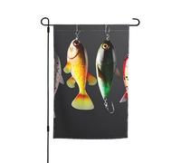 Divers types d'appâts de pêche Drapeau de jardin 30,5 x 45,7 cm Printemps Été Automne Hiver Drapeaux saisonniers double face Drapeaux de vacances Bannière Extérieur Intérieur Yard Drapeau pour