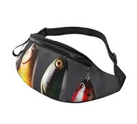 Divers types d'appâts de pêche Sac banane pour homme et femme - Sac banane de sport imperméable - Sac banane tendance avec sangle réglable - Grand sac à bandoulière pour voyage et randonnée