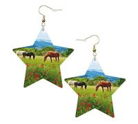 Divers types de chevaux, boucles d'oreilles tendance pour femme, boucles d'oreilles pendantes célestes, bijoux en forme d'étoile pour un usage polyvalent, One Size, Cuir