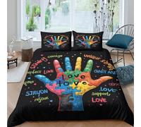 Diverse hands Linge de Lit Microfibre Hypoallergique 3 pièces 3D Effet Confortable Coloré puzzle design Parure de Lit avec 2 Taies d'oreiller Hypoallergique for Chambre Adulte Super king（260x220cm）