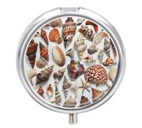 Diverses images de coquillage Boîte à pilules ronde mignon pilulier portable pour médicaments comprimés vitamines organisateur pour sac à main poche